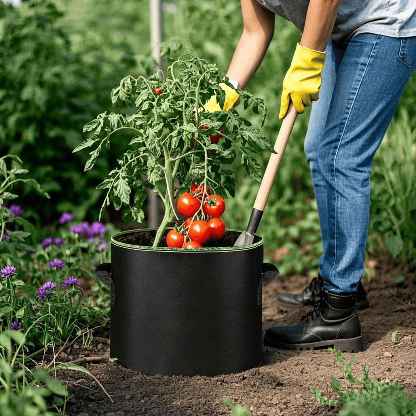 🌱 5-Pack Grow Bags(Full Size) – Heavy Duty Aeration Fabric Pots with Handles for Vegetables, Flowers & Fruits 🪴