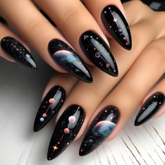 24pcs/set short Medium Long fake nails for women almond square ballet tips cute animals starry eyes Y2K press on false nails
