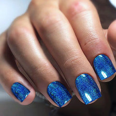 24pcs/set short square fake nails super flash glitter UV nail tips black blue green pink gold faux ongles press on false nail