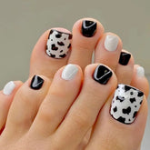 24pcs/set hot teo fake nails for summer season glitter rhinestones flowers bow Leopard watermelon pattern press on false nails