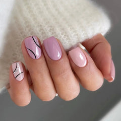 24Pcs Colorful Flowers Design Fake Nails Mid-length Ballet Press on Nails 3D Fashion Manicure Art Wearable Square False Nails