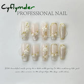 Cyflymder 10Pcs Blue Handmade Press On Nails Set Ballet Wearable Artificial False Nails Decoration Nail Art Manicure Fake Nails Tips Art