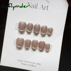 Cyflymder 10pcs Handmade Acrylic Cat Eyes Butterfly Rhinestones Snowflakes Press on Nails Short Full Cover Glitter Artificial Nails Glue