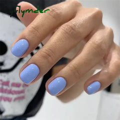 Cyflymder 24pcs Artificial Nail Art Fake Nails Full Coverage Removable Ballet Short Press On Nails tips Chips Waterproof Solid Colour set