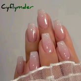 Cyflymder 24Pcs/Box Gradient Pink Nail Tips Detachable Glitter Fake Nails Long Ballerina False Nails Full Cover Press on Nails Women Gifts