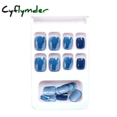 Cyflymder 24Pcs/Box Nail Art Fake Short Ballet Wearable Fake Nails press on Square Coffin Head Full Cover Detachable Finished Fingernails
