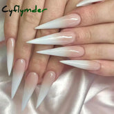 Cyflymder 24Pcs False Nails With Glue Almond Pink Butterfly Design Detachable Rhinestones Acrylic Fake Nails long stiletto Press On Nails