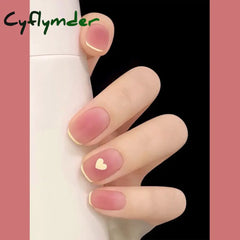 Cyflymder 24pcs French False Nails Short Cherry Design Fake Nails Art Full Coverage Waterproof Artificial Press on Nail with Tools