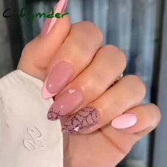 Cyflymder 24Pcs Glitter Star River False Nails French Long Almond Fake Nials DIY Manicure Detachable Nail Tips Full Cover Press on Nails