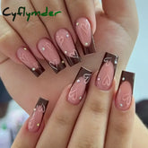 Cyflymder 24Pcs Medium Long Acrylic Fake Nails Art Cool Spice Girls Wearing False Nails Set Press on Nail Tips Removable French Nails Fake