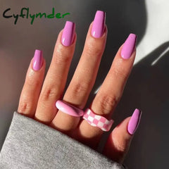 Cyflymder 24Pcs/Set Wearing Removable False Nails Patch Solid Color Simple Medium Long Ballet Press on Nail Tips Short Fake Nails Art