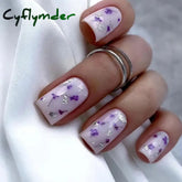 Cyflymder 24Pcs Simple Black Fake Nail Short Square Head False Nails with Glitter Star Designs Wearable French Press on Nail Tips Manicure