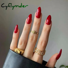 Cyflymder 24pcs Stiletto French False Nails Detachable Artificial Solid Color Fake Nails Press on Nails Full Cover Nail Tips DIY Manicure