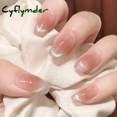 Cyflymder 24Pcs Super Shiny False Nails 3D Drop Diamond y2k Mid-length Coffin Ballet Fake Nails Full Finished Fake Nail Patches For Girls