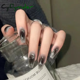 Cyflymder Y2k Fake Black Nail Long Ballet Reusable Adhesive Acrylic Press on set Nails Dark Acrylic Artificial False Nails Arts Tips 24pcs