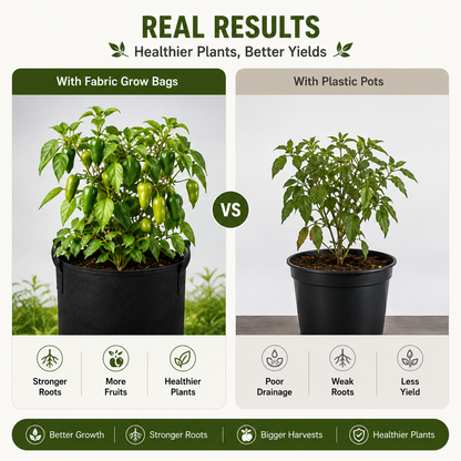 🌱 5-Pack Grow Bags(Full Size) – Heavy Duty Aeration Fabric Pots with Handles for Vegetables, Flowers & Fruits 🪴