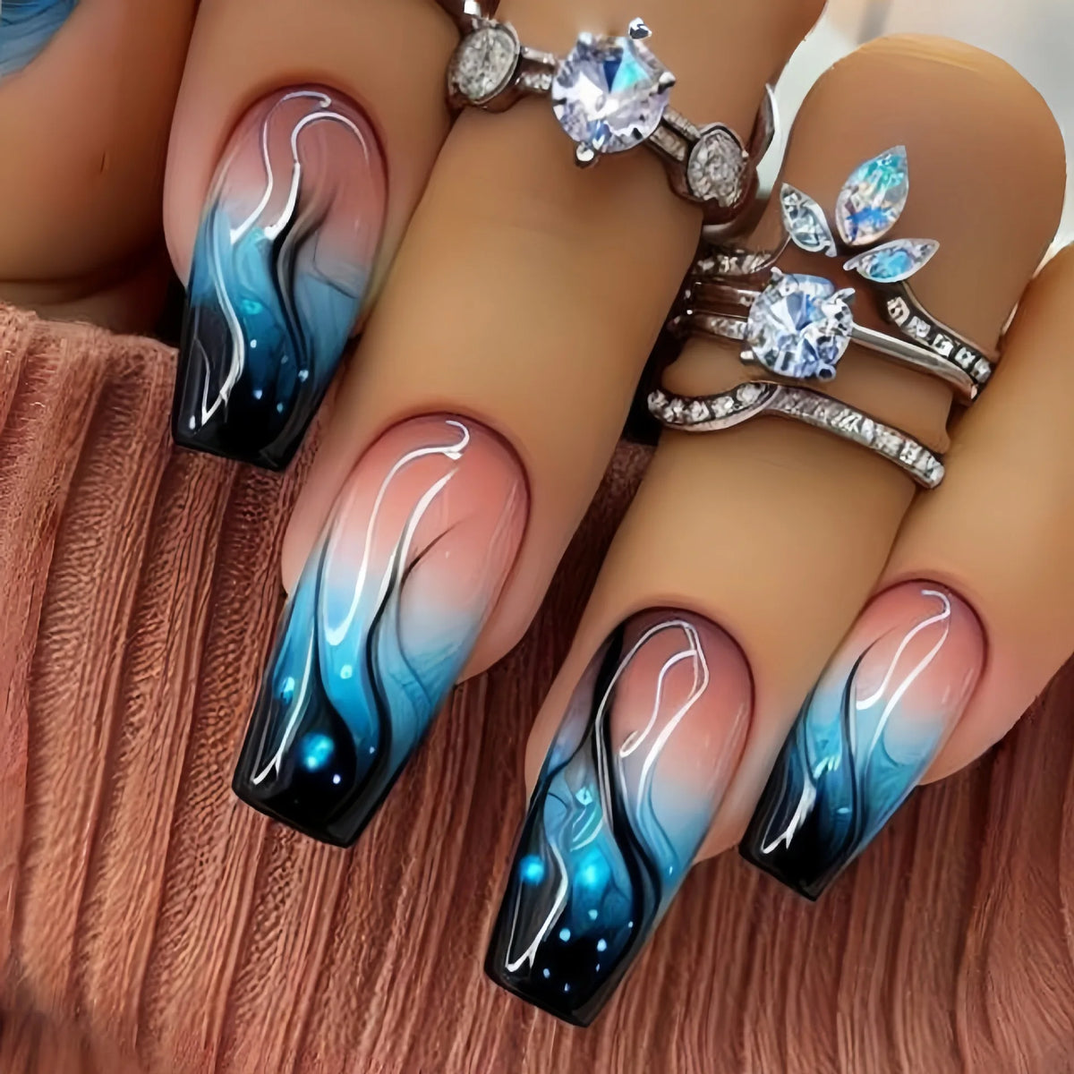 24pcs/set short Medium Long fake nails for women almond square ballet tips cute animals starry eyes Y2K press on false nails