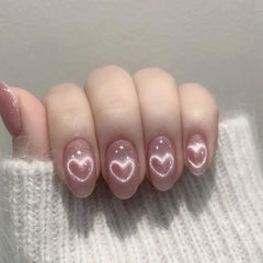 24Pcs French Fake Nail Tips with Almond Head Design Short Oval False Nails Simple Wearable Gradient Purple Nails Set Press On