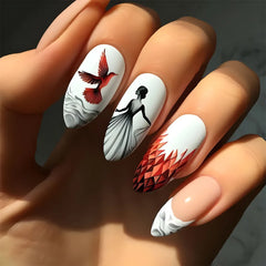 24pcs/set short Medium Long fake nails for women almond square ballet tips cute animals starry eyes Y2K press on false nails