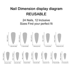24pcs Gothic Dark Style Fake Nail Tips Punk Metal Butterfly Almond Press on Nail Wearable Detachable Spice Girl False Nails