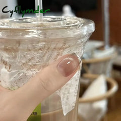 Cyflymder 10pcs Handmade Acrylic Cat Eyes Butterfly Rhinestones Snowflakes Press on Nails Short Full Cover Glitter Artificial Nails Glue