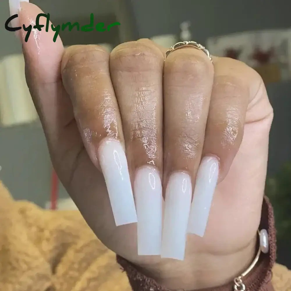 Cyflymder 24pc detachable ballet coffin french Fake Nails with designs butterfly full cover press on nails XL artificial nails with glue