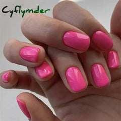 Cyflymder 24pcs Artificial Nail Art Fake Nails Full Coverage Removable Ballet Short Press On Nails tips Chips Waterproof Solid Colour set