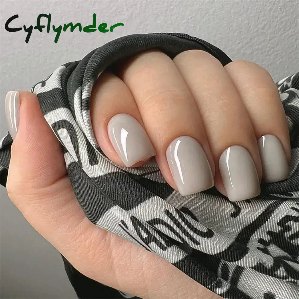 Cyflymder 24pcs Artificial Nail Art Fake Nails Full Coverage Removable Ballet Short Press On Nails tips Chips Waterproof Solid Colour set