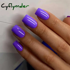 Cyflymder 24pcs Artificial Nail Art Fake Nails Full Coverage Removable Ballet Short Press On Nails tips Chips Waterproof Solid Colour set