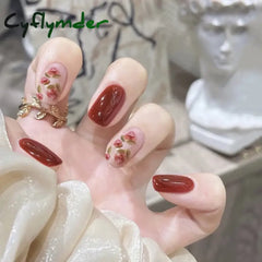 Cyflymder 24Pcs/Box Nail Art Fake Short Ballet Wearable Fake Nails press on Square Coffin Head Full Cover Detachable Finished Fingernails