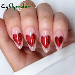 Cyflymder 24Pcs Detachable Almond False Nails with Pearl Decoration Elegant Designs French Fake Nails Full Nail Art Tips Press On Nails