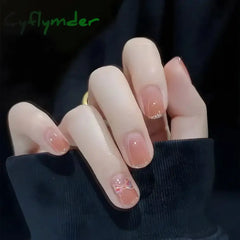 Cyflymder 24Pcs Green Long Ballerina False Nails Butterfly with Glue Wearable Fake Nails Spring Rhinestones Full Cover Press on Nail Tips