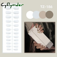 Cyflymder 24Pcs Long Coffin Fake Nails Detachable Marble Stripes Design False Nails with Glue Ballet Full Cover Nail Tips Press on Nails