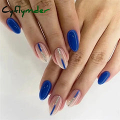 Cyflymder 24Pcs/Set Acrylic Long Ballet Press on Nail Tips Coffin Wearing Reusable False Nails Art Colorful Glossy Fake Nails Artificial