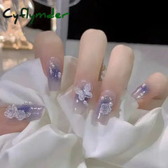 Cyflymder 24Pcs/Set sweetheart gradient pink Pattern Design False Nail French coffin Full Cover Fake Nails Glue DIY Manicure Nail Art Tool
