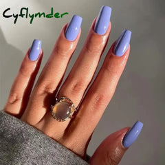 Cyflymder 24Pcs/Set Wearing Removable False Nails Patch Solid Color Simple Medium Long Ballet Press on Nail Tips Short Fake Nails Art