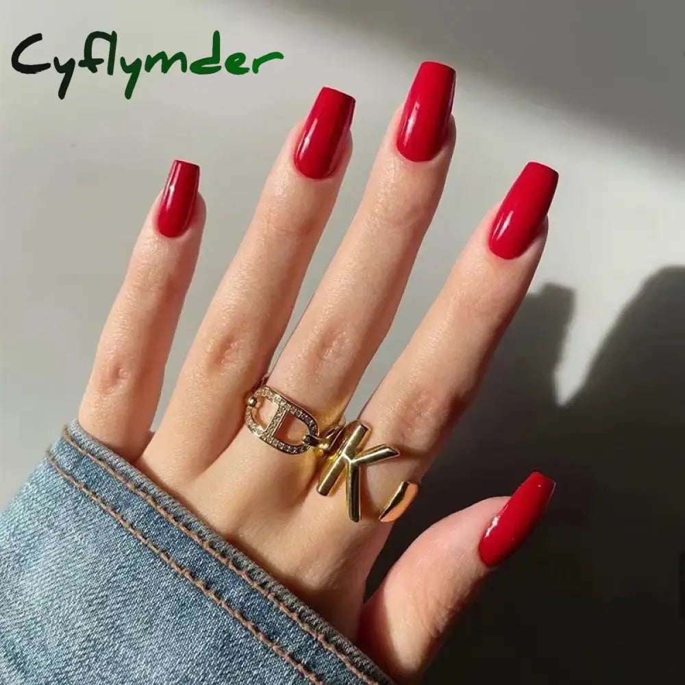 Cyflymder 24Pcs/Set Wearing Removable False Nails Patch Solid Color Simple Medium Long Ballet Press on Nail Tips Short Fake Nails Art