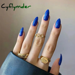 Cyflymder 24pcs Stiletto French False Nails Detachable Artificial Solid Color Fake Nails Press on Nails Full Cover Nail Tips DIY Manicure