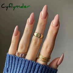 Cyflymder 24pcs Stiletto French False Nails Detachable Artificial Solid Color Fake Nails Press on Nails Full Cover Nail Tips DIY Manicure