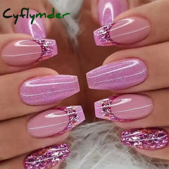 Cyflymder 24Pcs Tip Fake Nails Kit Long Almond Press on Nails with Jelly Glue Colorful Flower Leaf False Nails Reusable Natural Fit Artifi