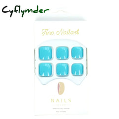 Cyflymder 24Ps Glossy Lake Blue Press on Toe Nails Artificial Acrylic Fake Toenails Full Coverage Removable Wearable Toe Nail Art Finished