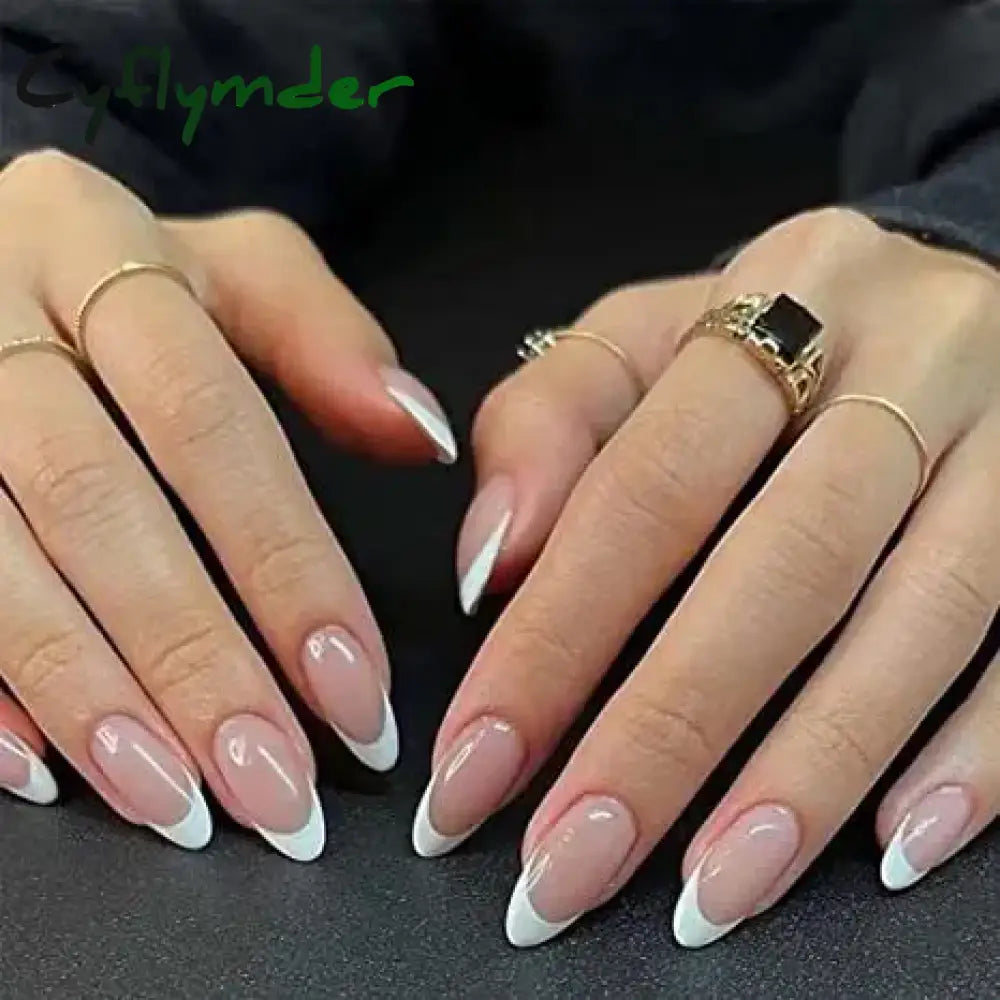 Cyflymder 24Ps/Lot Wearing Fake Nails Art Sunflower Flower Whitening Fashionable False Nail Tips Finished Full Coverage Press on Nails Set