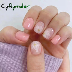 Cyflymder 24Ps/Lot Wearing Fake Nails Art Sunflower Flower Whitening Fashionable False Nail Tips Finished Full Coverage Press on Nails Set