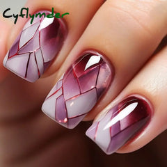 Cyflymder Short Square French False Nails Black Wavy Colorful Flowers Full Cover Fake Nails Detachable Press on Nail Tips Fashion DIY Nail